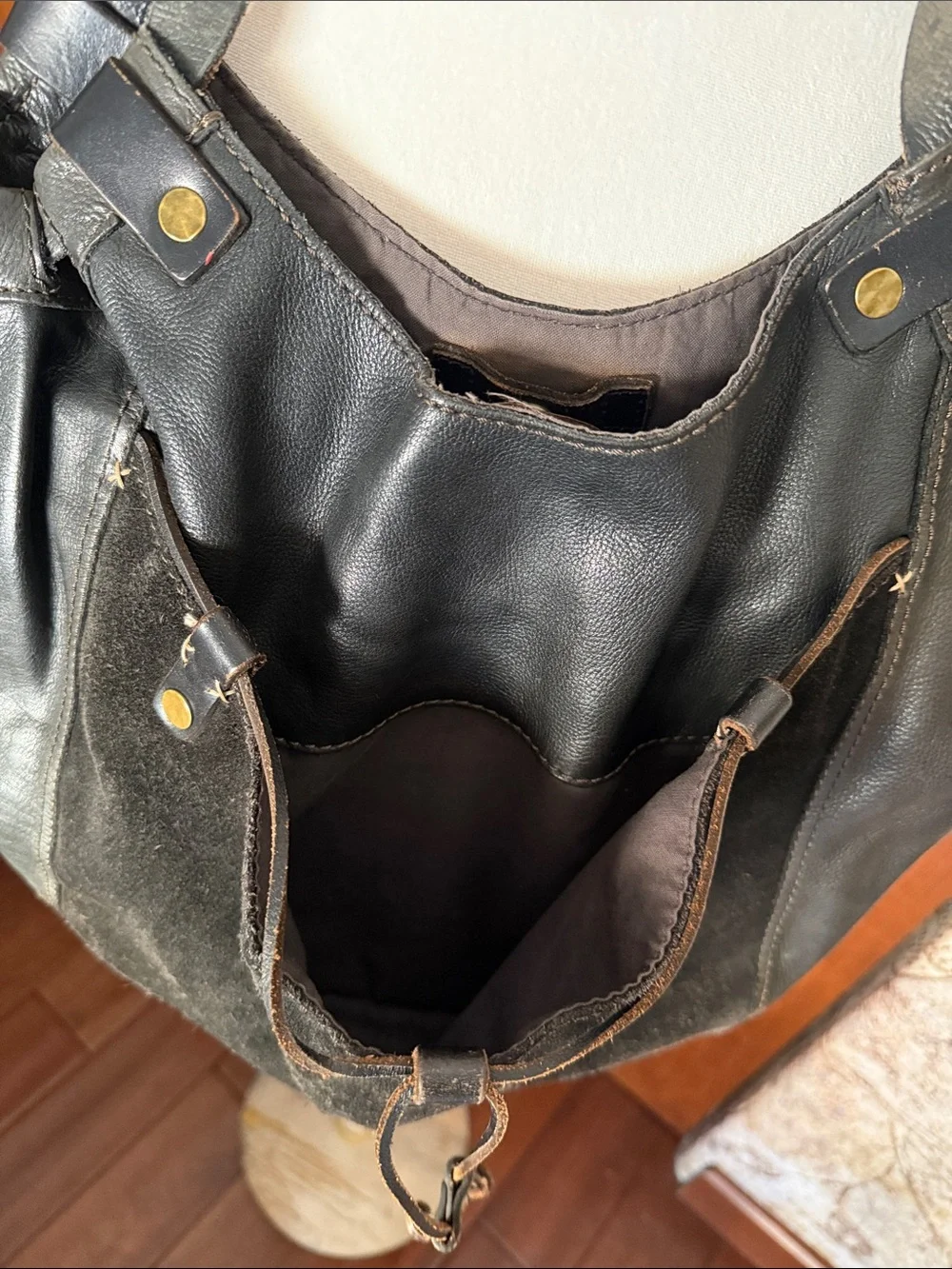 ⚜️ LUCKY BRAND BLACK LEATHER/SUEDE HOBO SHOULDER SLOUCHY BAG ⚜️